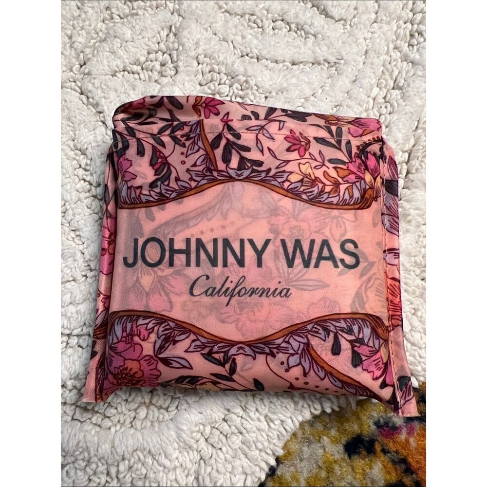 Johnny Was Reusable Packable Travel Shopping Tote Bag Floral Pink Peach - Picture 6 of 7